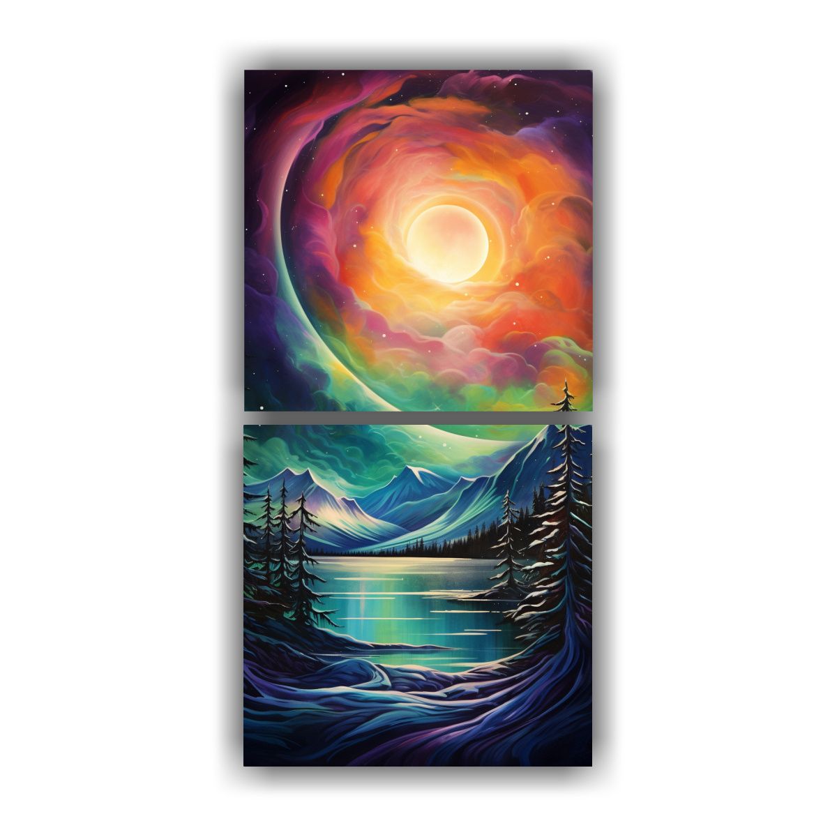 GENERICO - Pinturas Abstractas En Bastidor Auroras 70x140 Cm