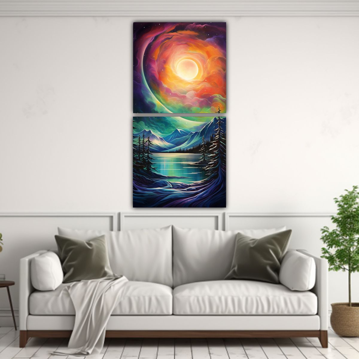 GENERICO - Pinturas Abstractas En Bastidor Auroras 70x140 Cm