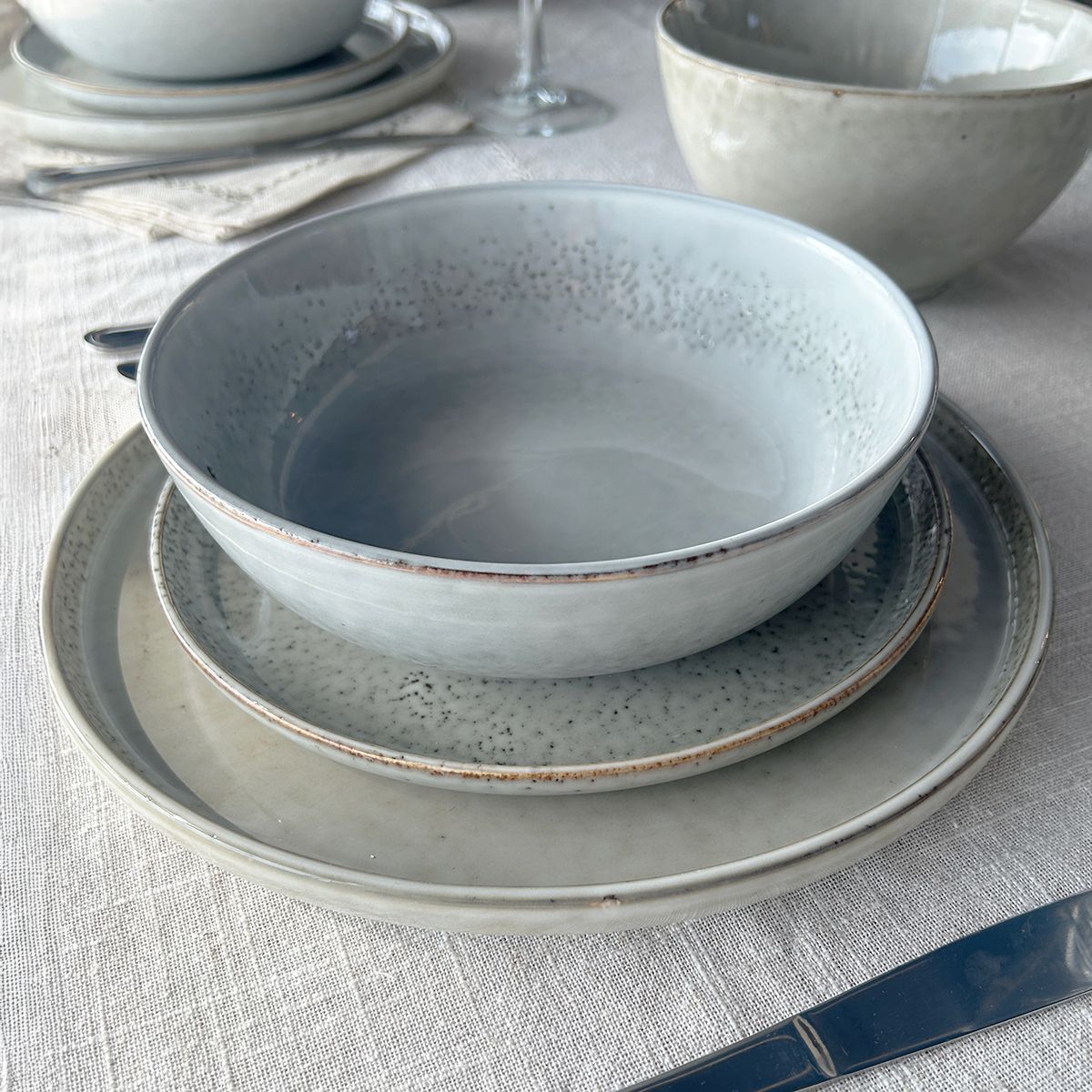 IMAHE - Set 6 Bowl Redondo Ceramica 195X57 Cm Gris Linea Oslo