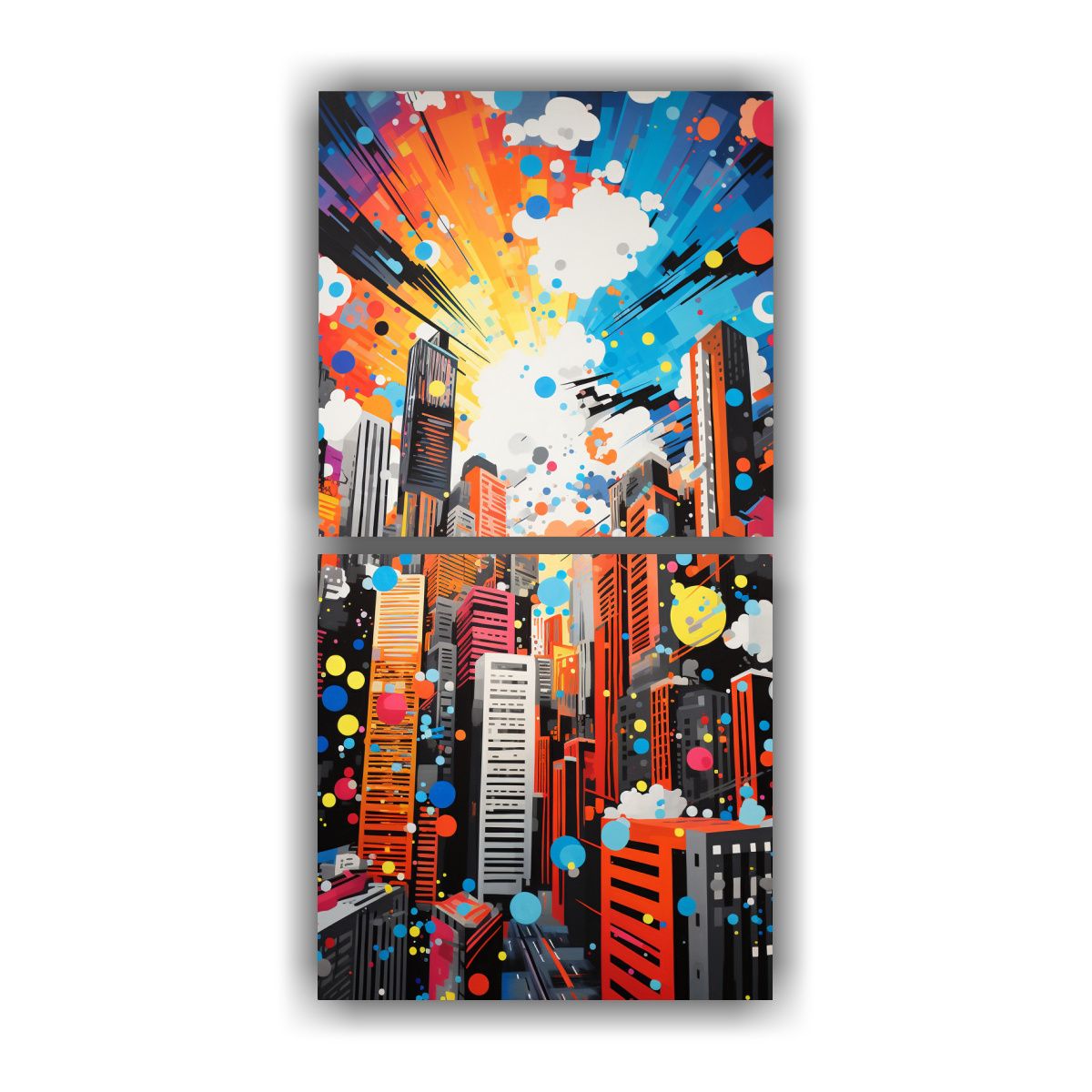 GENERICO - Cuadro Acuarela Interiores Abstracto Ciudad 70x140 Cm