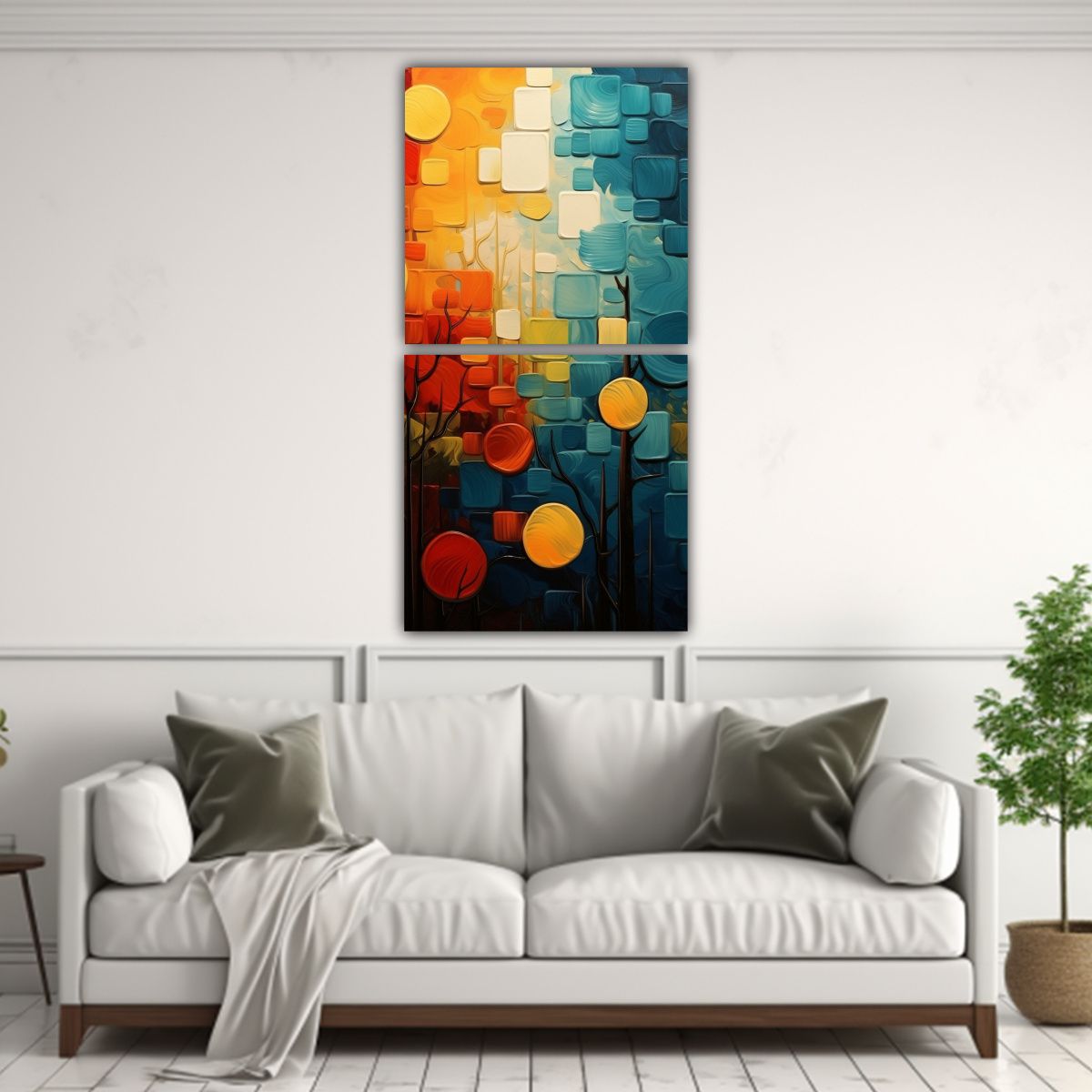 GENERICO - Pintura Abstracta Rectangular Forest En Bastidor 80x160 Cm