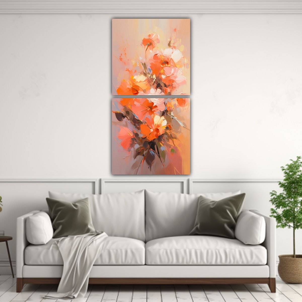 GENERICO - Artes De Pared En Tela Canvas Flores En Colores 80x160 Cm