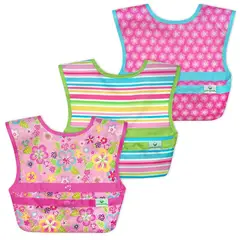 GREEN SPROUTS - Pack 3 Baberos Impermeable Rosado Flor