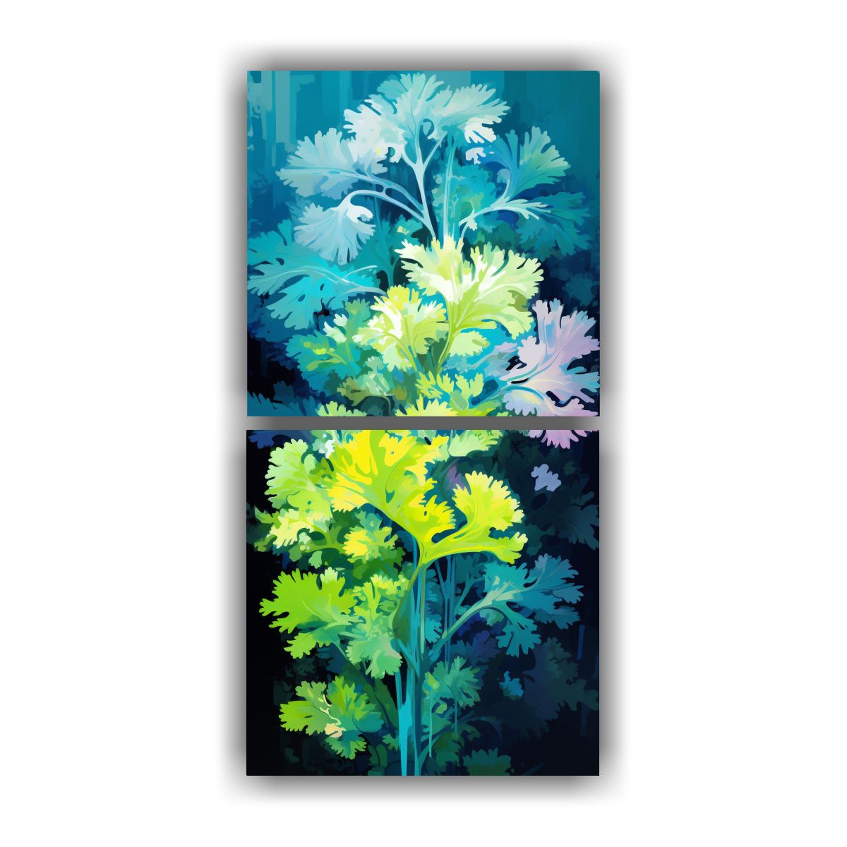 GENERICO - Cuadros Acuarela Colores Vibrantes Hierbas 80x160 Cm