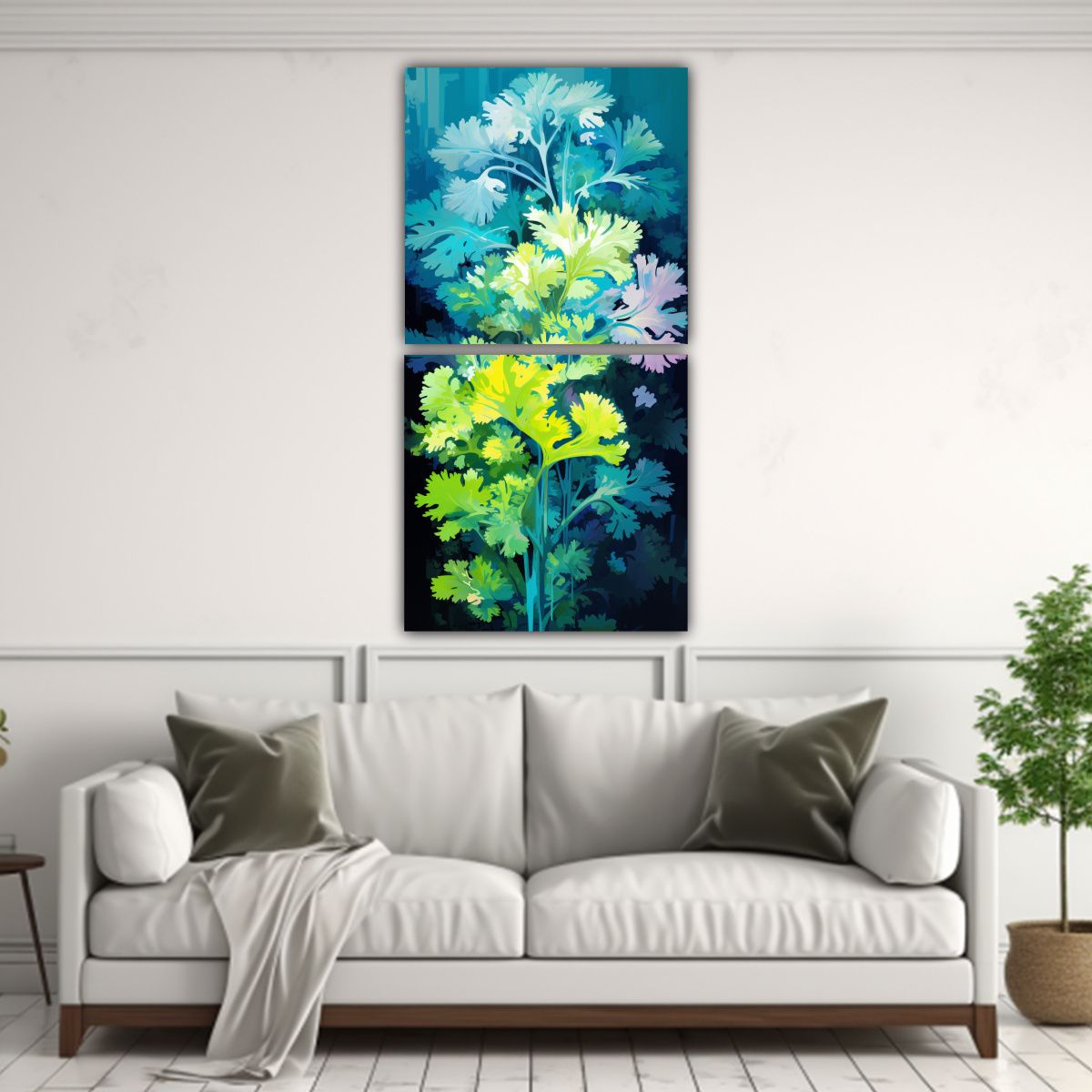 GENERICO - Cuadros Acuarela Colores Vibrantes Hierbas 80x160 Cm