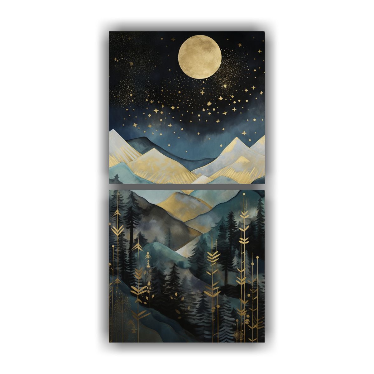 GENERICO - Paisaje Abstracto De Montañas Nocturnas Con Gol 80x160 Cm