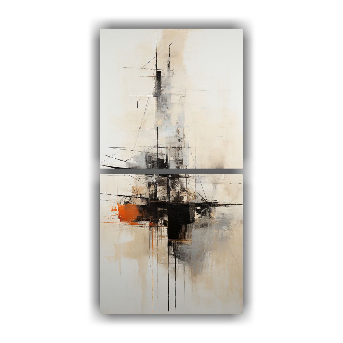 GENERICO - Pintura Abstracta De Barco En Blanco Y Negro Para 70x140 Cm