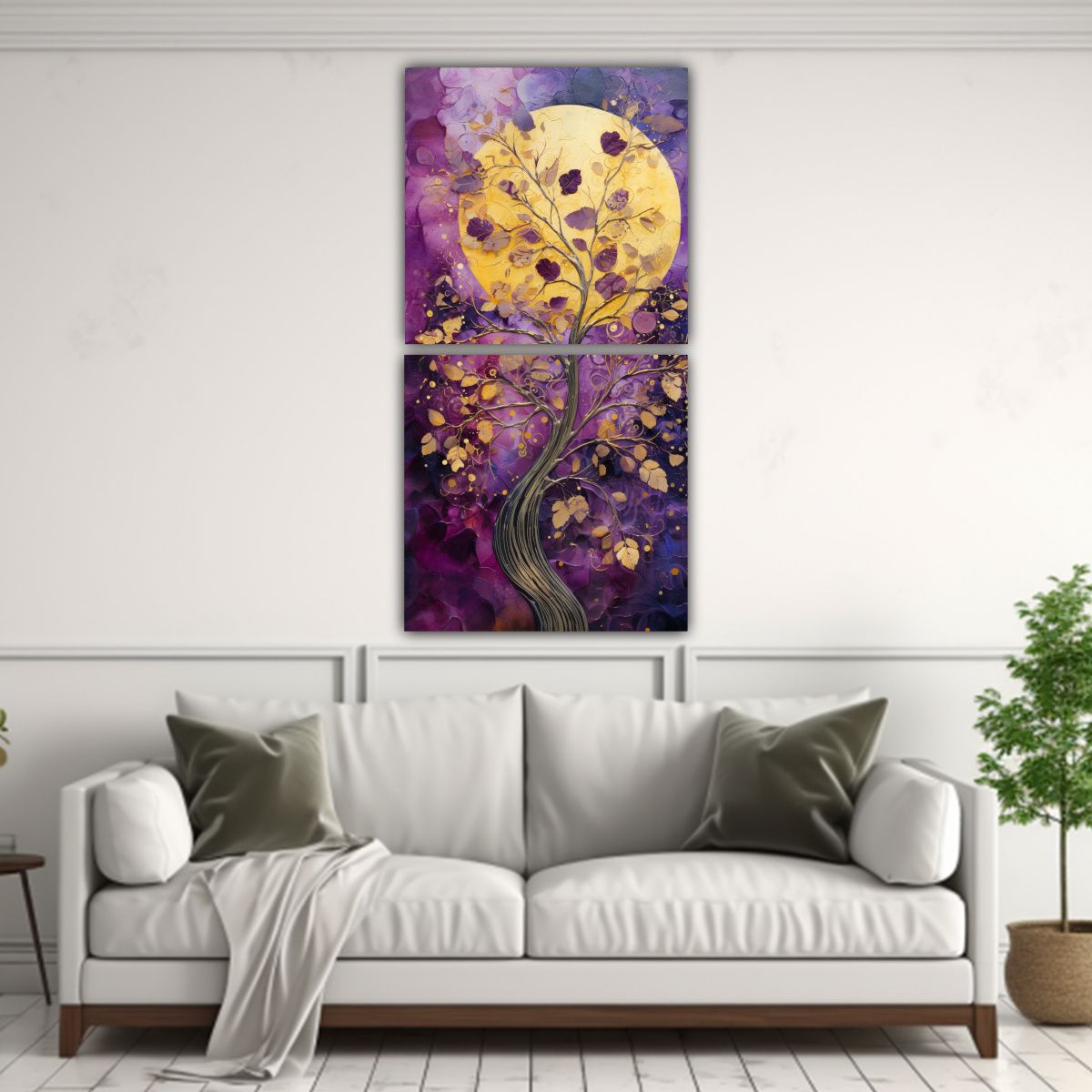 GENERICO - Diptico Decoración Equilibrio Visual árbol En 80x160 Cm