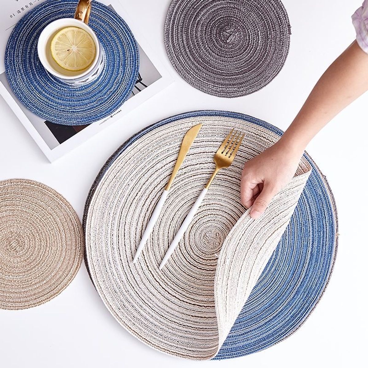 OKAY - Set De 6 Individuales Redondos Trenzados 38cm