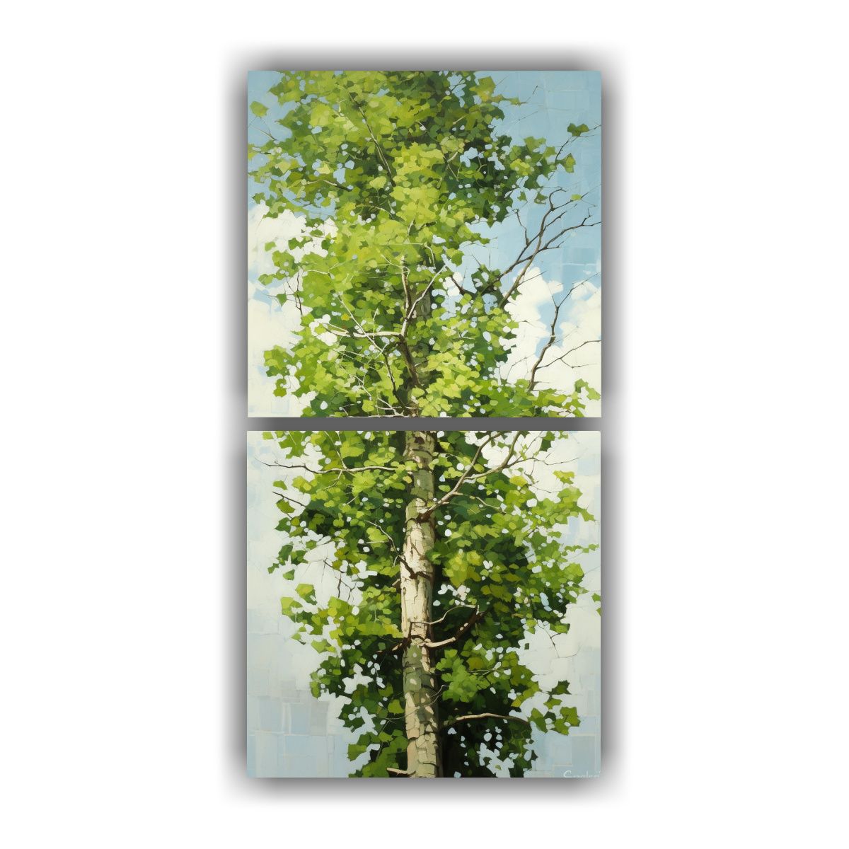 GENERICO - Set 2 Pinturas Abstractas De árbol Poplar En 80x160 Cm