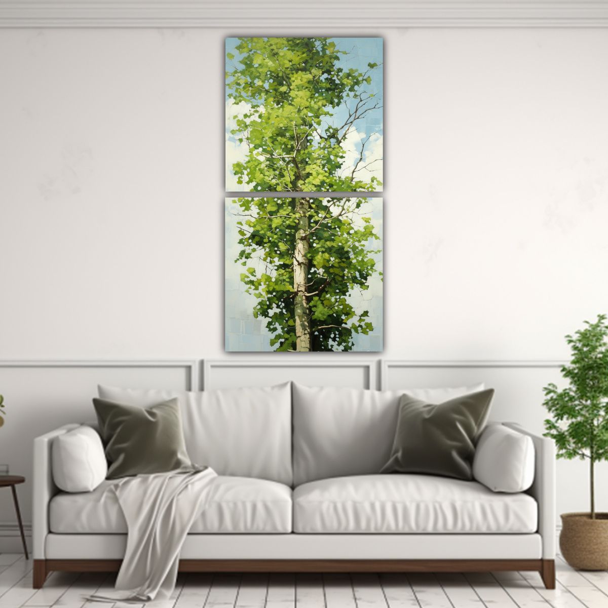 GENERICO - Set 2 Pinturas Abstractas De árbol Poplar En 80x160 Cm