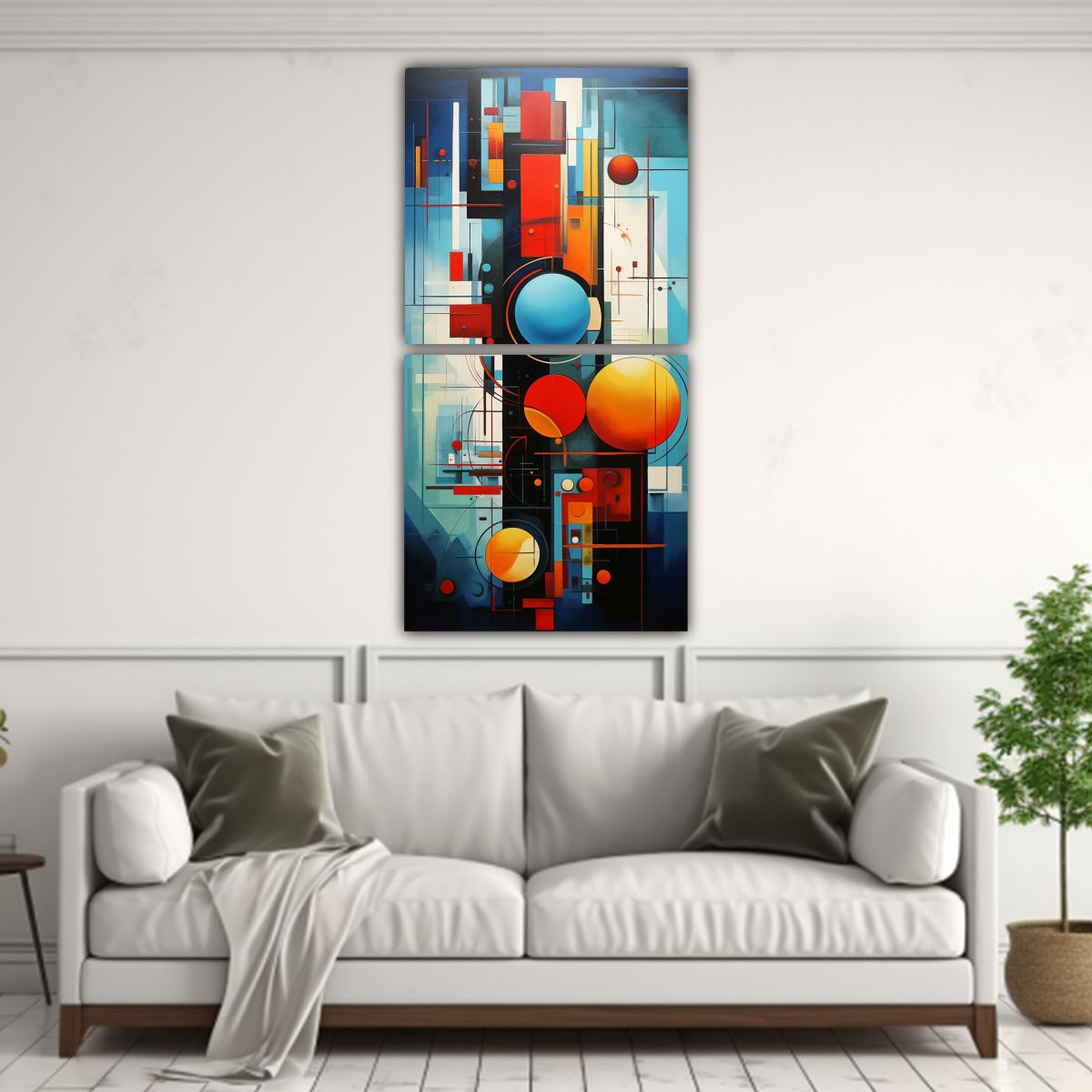 GENERICO - Conjunto De 2 Lienzos Decorativos Abstractos En 80x160 Cm