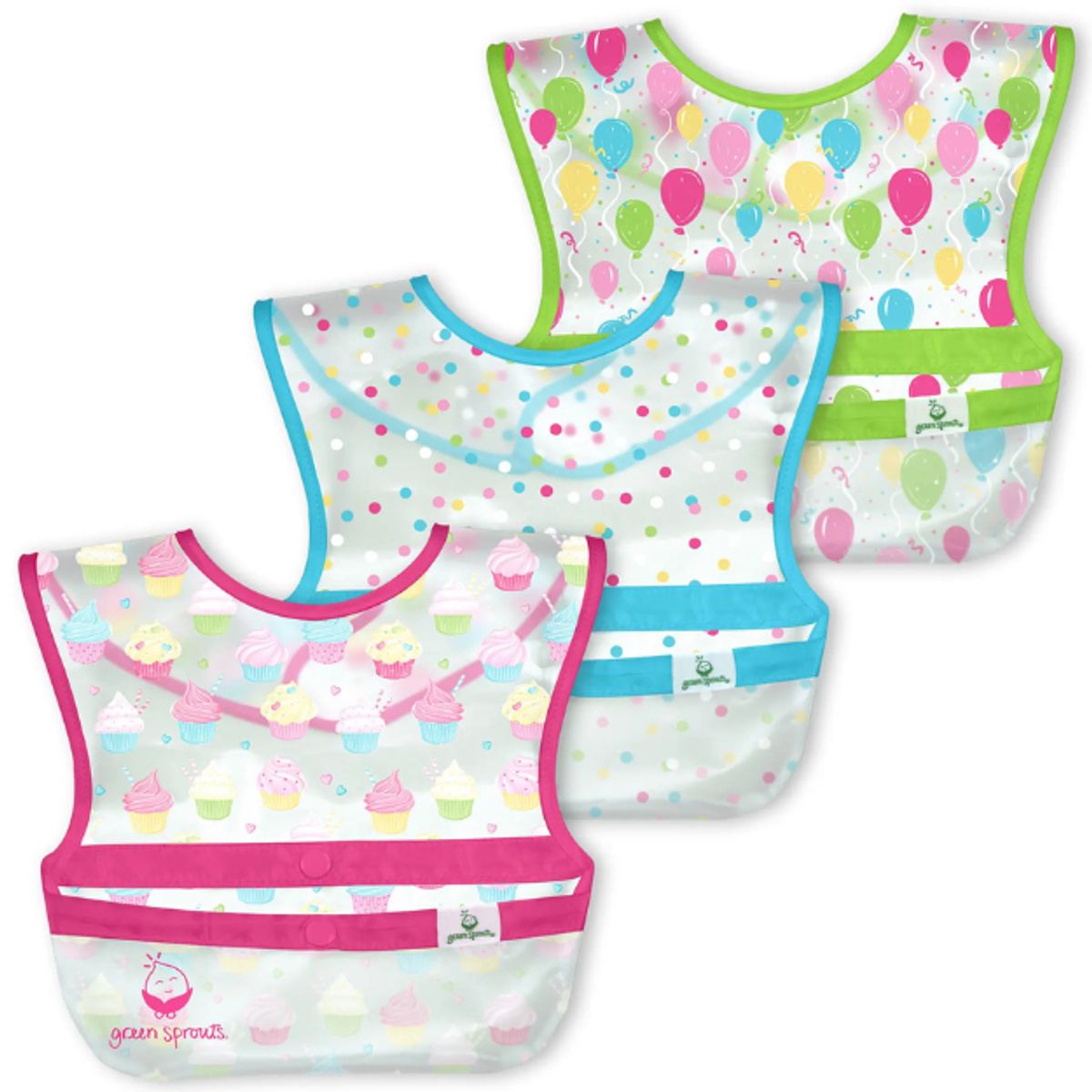 GREEN SPROUTS - Pack 3 Baberos Impermeable Cupcakes Green Sprouts