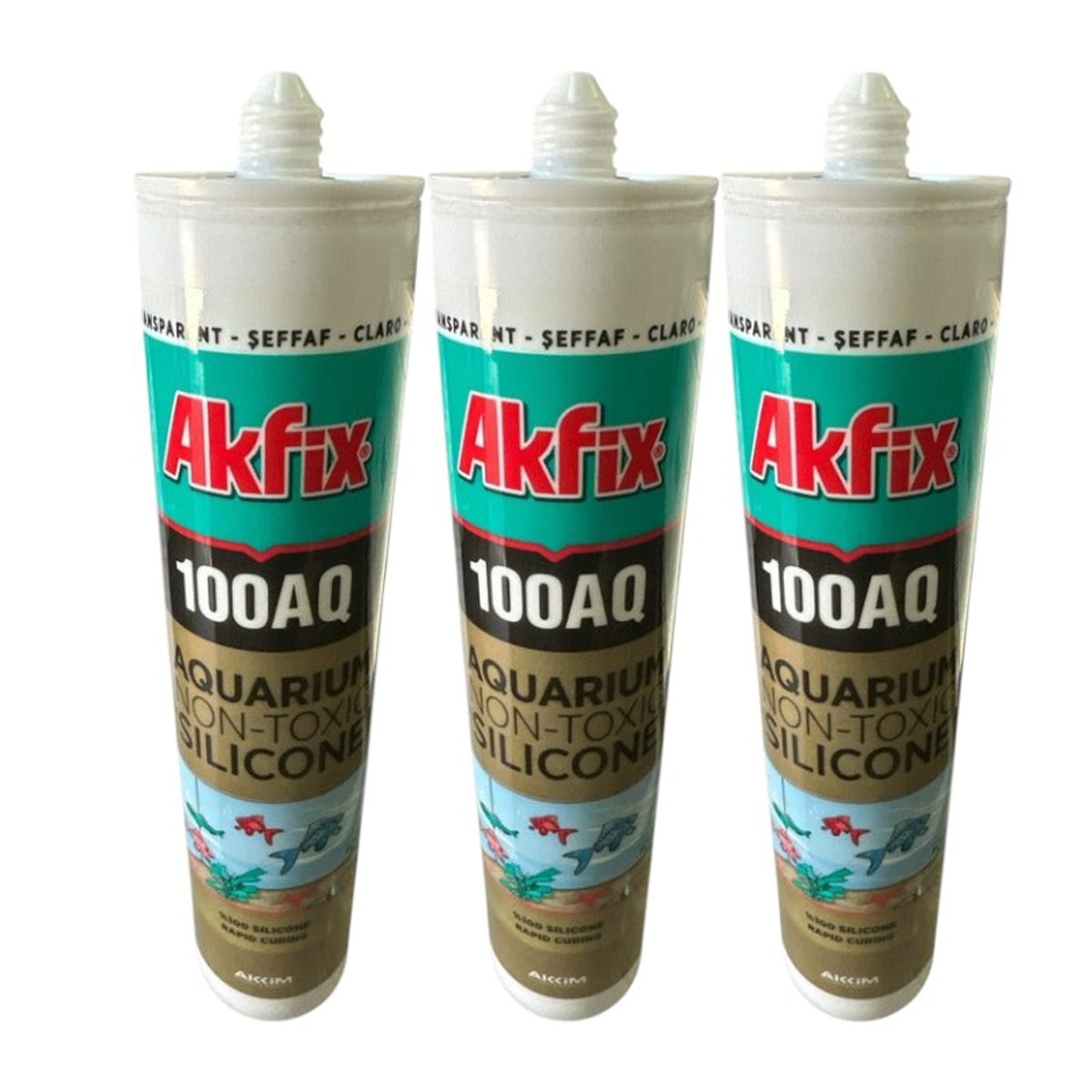 AKFIX - Pack x3 Silicona Akfix Para Acuarios 100 AQ No-toxica