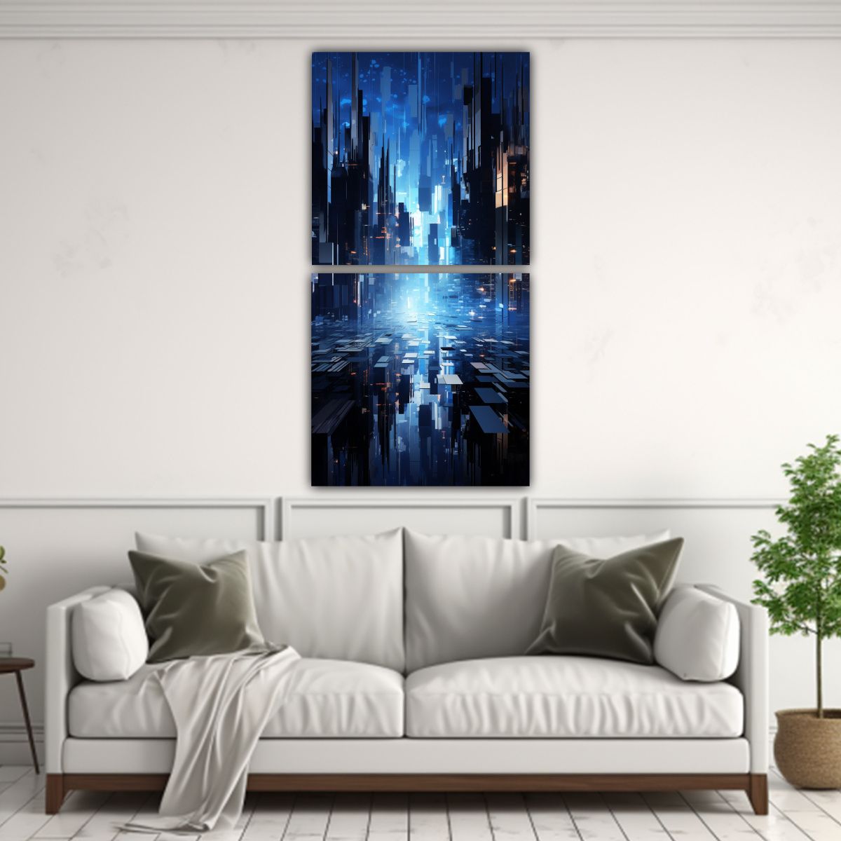 GENERICO - Cuadro Decorativo De Fotografía Urbana En Azul Y 80x160 Cm