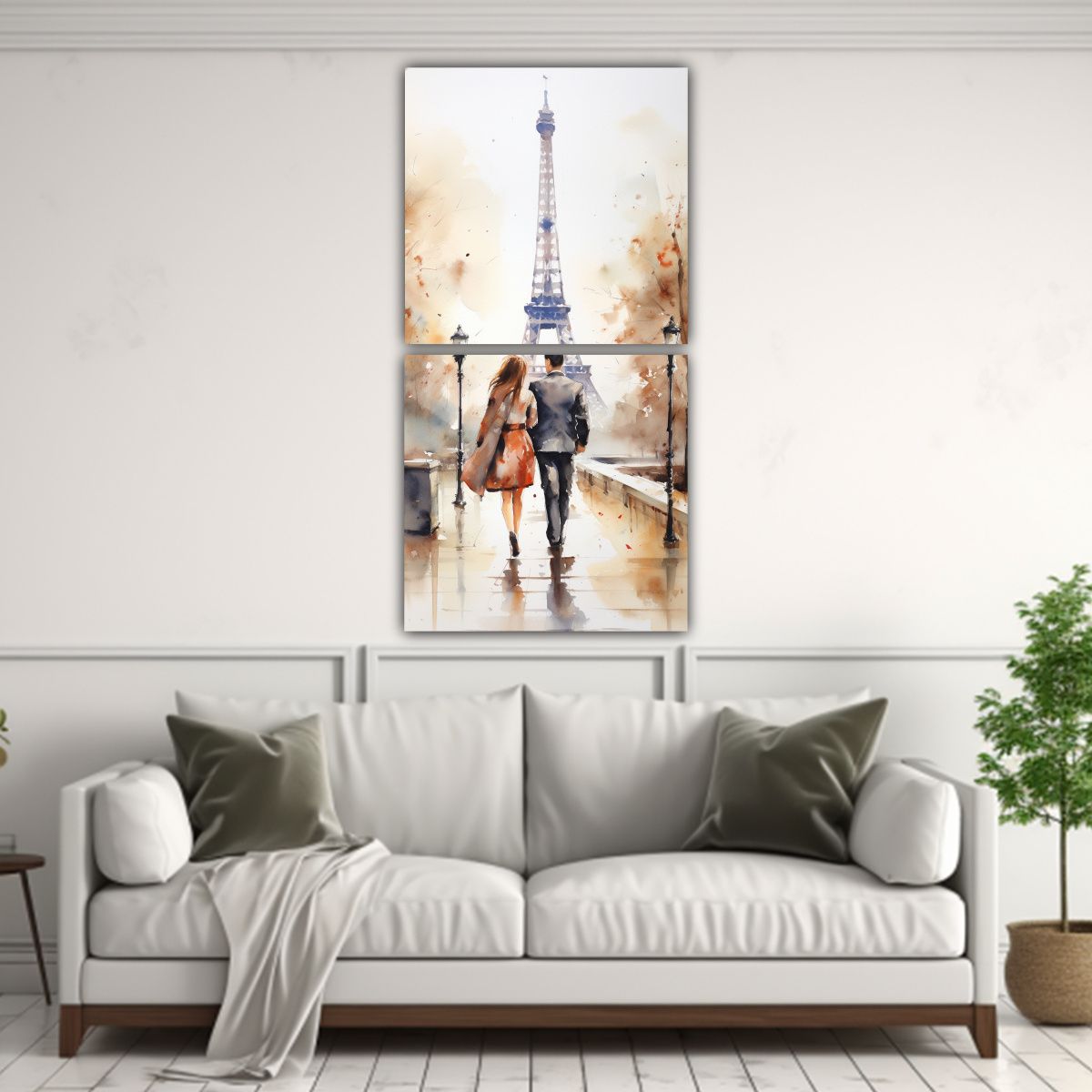 GENERICO - Cuadro Lienzo Perspectiva Pareja Joven Caminando 80x160 Cm