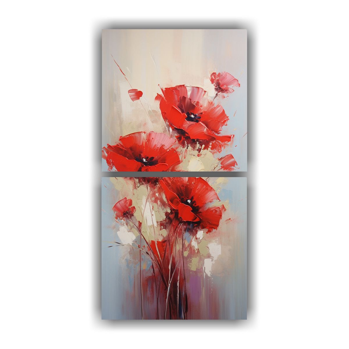 GENERICO - Pintura En Lienzo Estilo R Con Flores Rojas 80x160 Cm