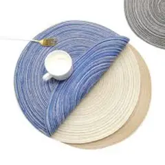 OKAY - Set De 6 Individuales Redondos Trenzados 38cm Azul