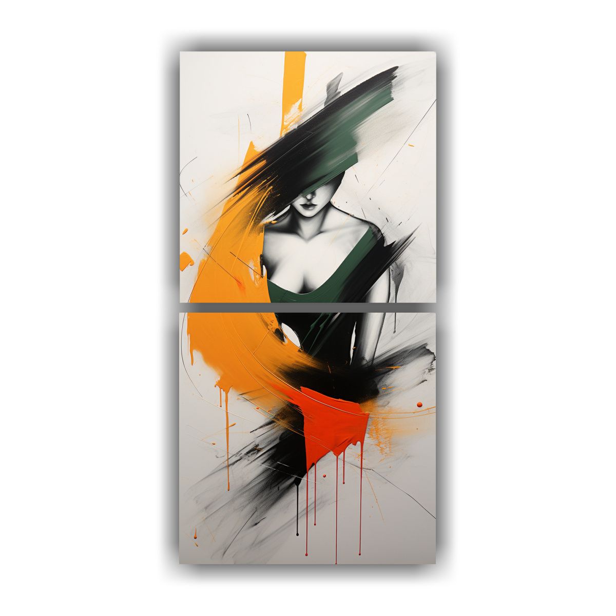 GENERICO - Pintura Abstracta Neominimalista Dos Cuadros 70x140 Cm