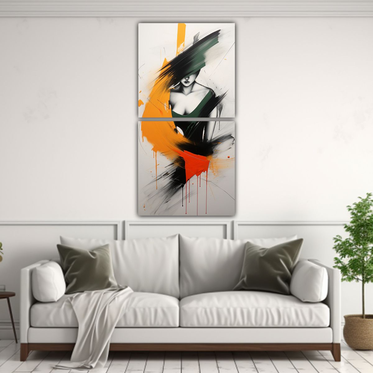 GENERICO - Pintura Abstracta Neominimalista Dos Cuadros 70x140 Cm