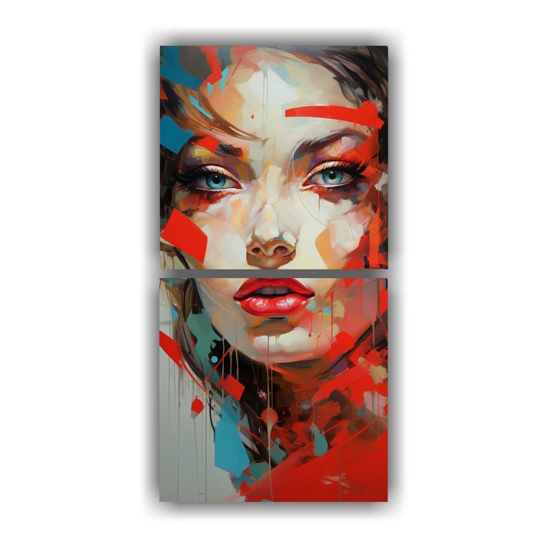 GENERICO - Pinturas Abstractas Rostros Dinámicos 80x160 Cm