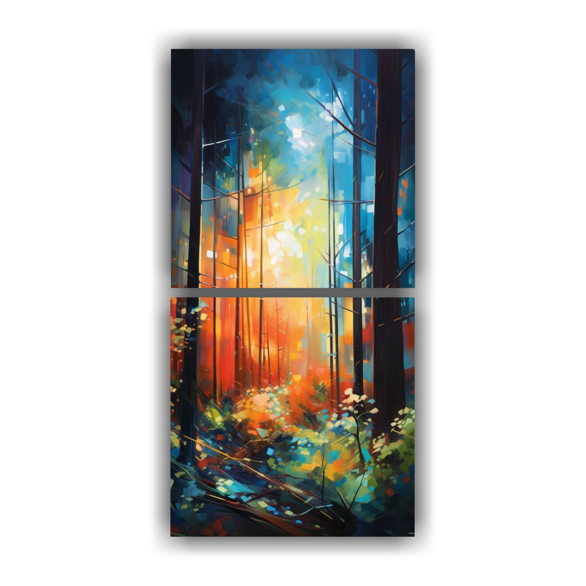 GENERICO - Set 2 Cuadros Verticales De Bosque Iluminado Por 70x140 Cm