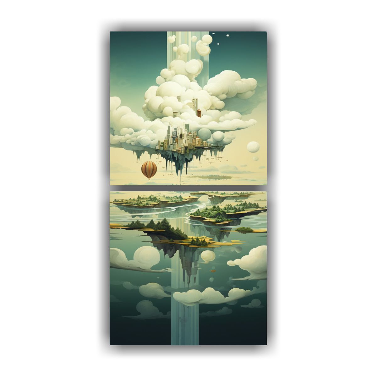 GENERICO - Cuadros Vanguardia Minimalismo Surreal Con Islas 70x140 Cm