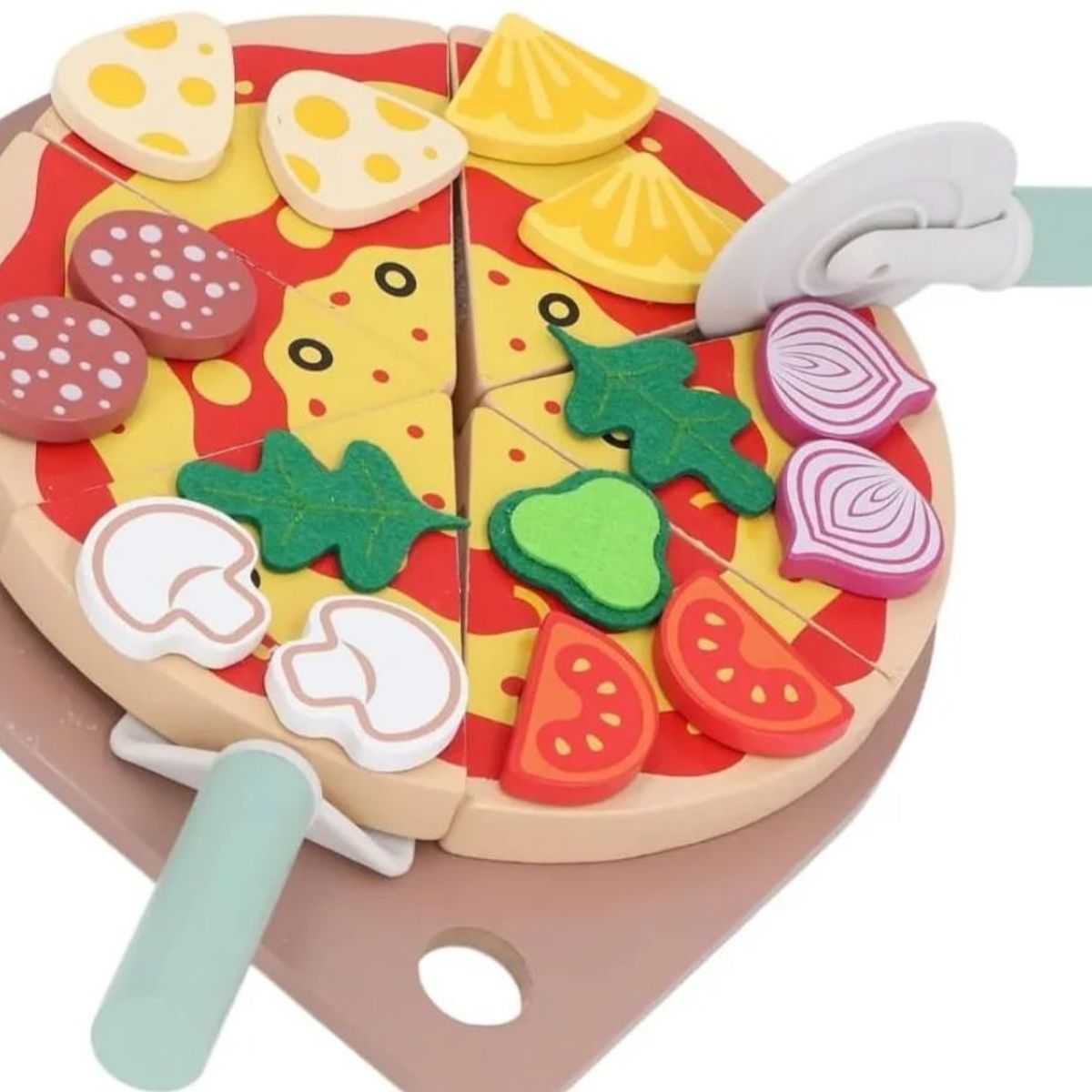 GENERICO - Pizza Armar Y Cortar Juguete Madera Didáctico