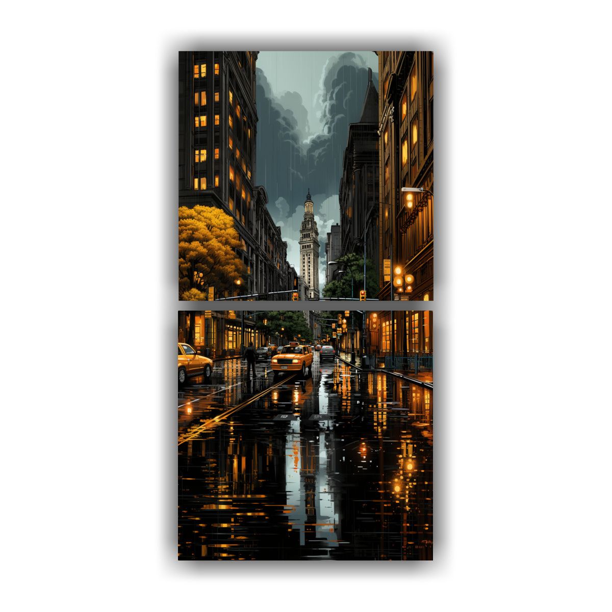 GENERICO - Díptico Cuadro Exuberantes Morning NYC Estilo 70x140 Cm