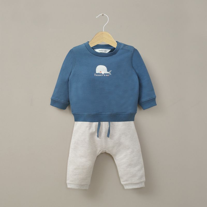 OPALINE - Conjunto buzo beige de bebé niño