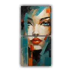GENERICO - Pintura Mujer Abstracta Estilo Vintage En Duo 70x140 Cm