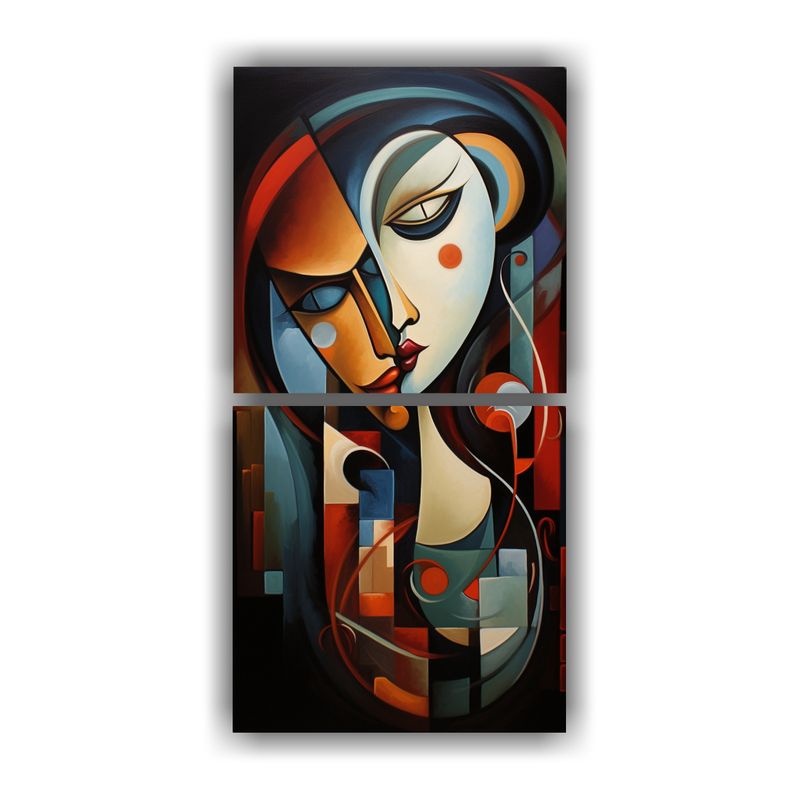 GENERICO - Pinturas Abstractas De Parejas En Lienzo Set 2 80x160 Cm