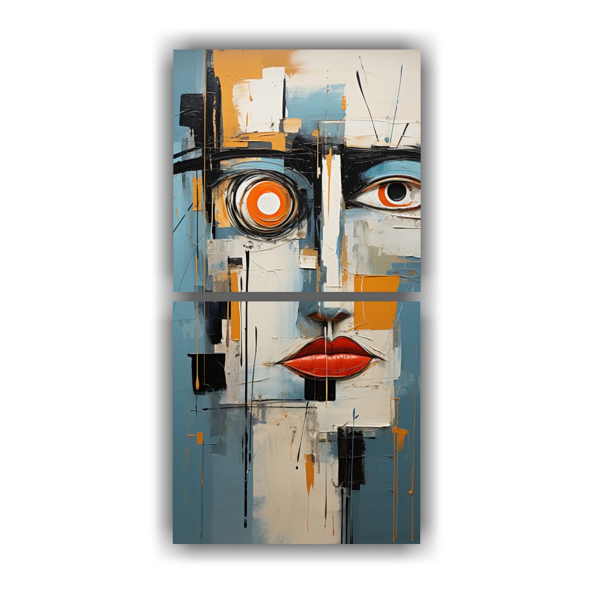 GENERICO - Set 2 Lienzos De Tela Abstracta Composición 80x160 Cm