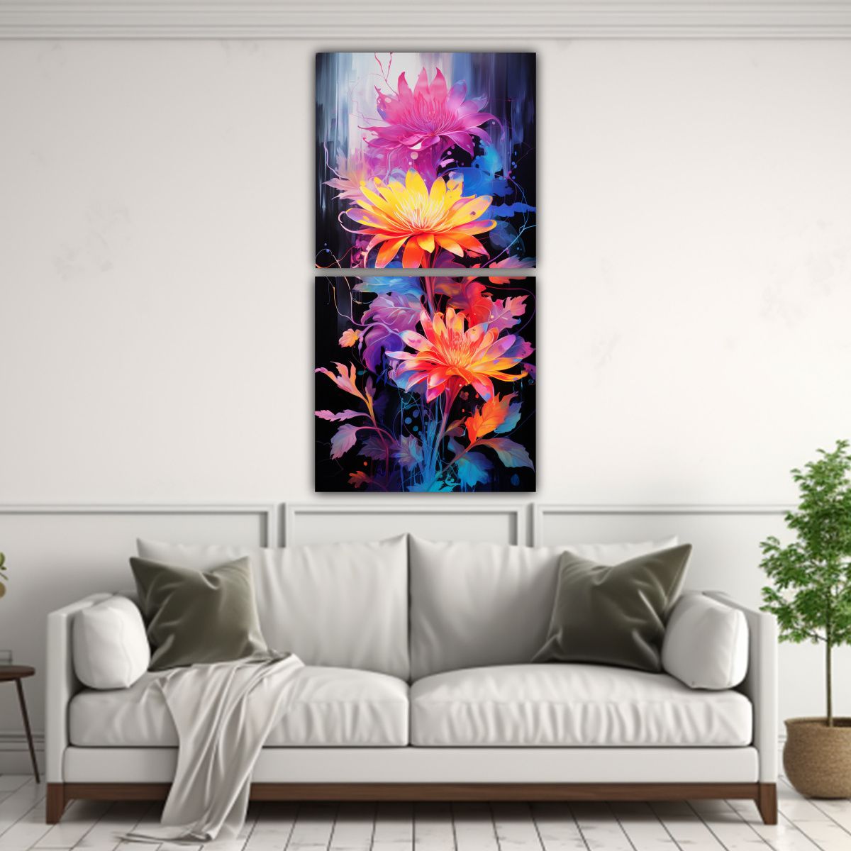 GENERICO - Diptico Composición Vibrantes Colores Oficina 80x160 Cm