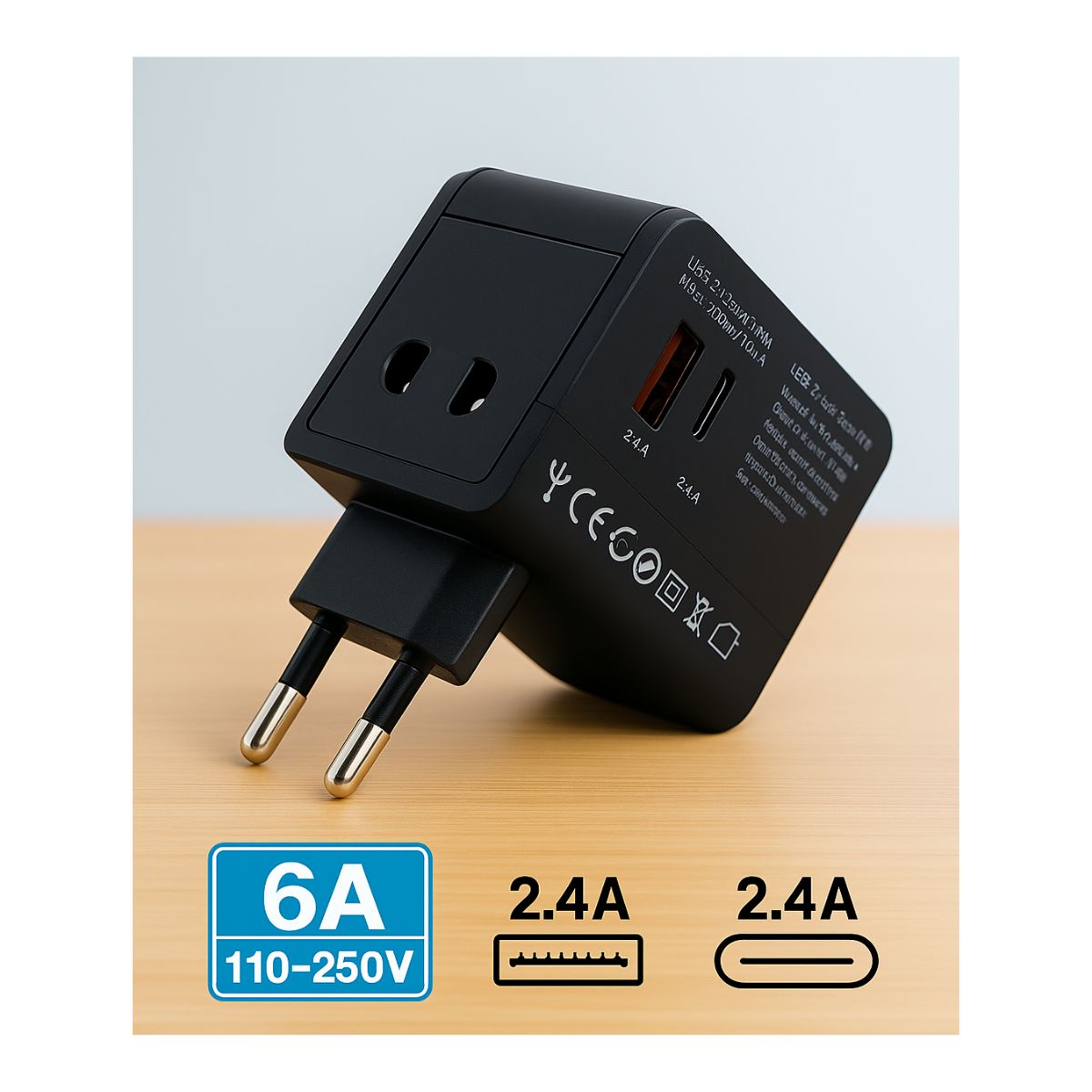 GENERICO - Adaptador Enchufe Universal Viaje Europeo Americano Uk Usb-c