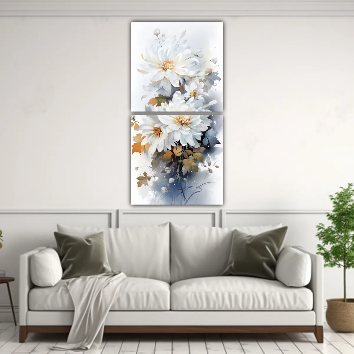 GENERICO - Cuadros Abstractos De Flores Chrysanthemums En 70x140 Cm