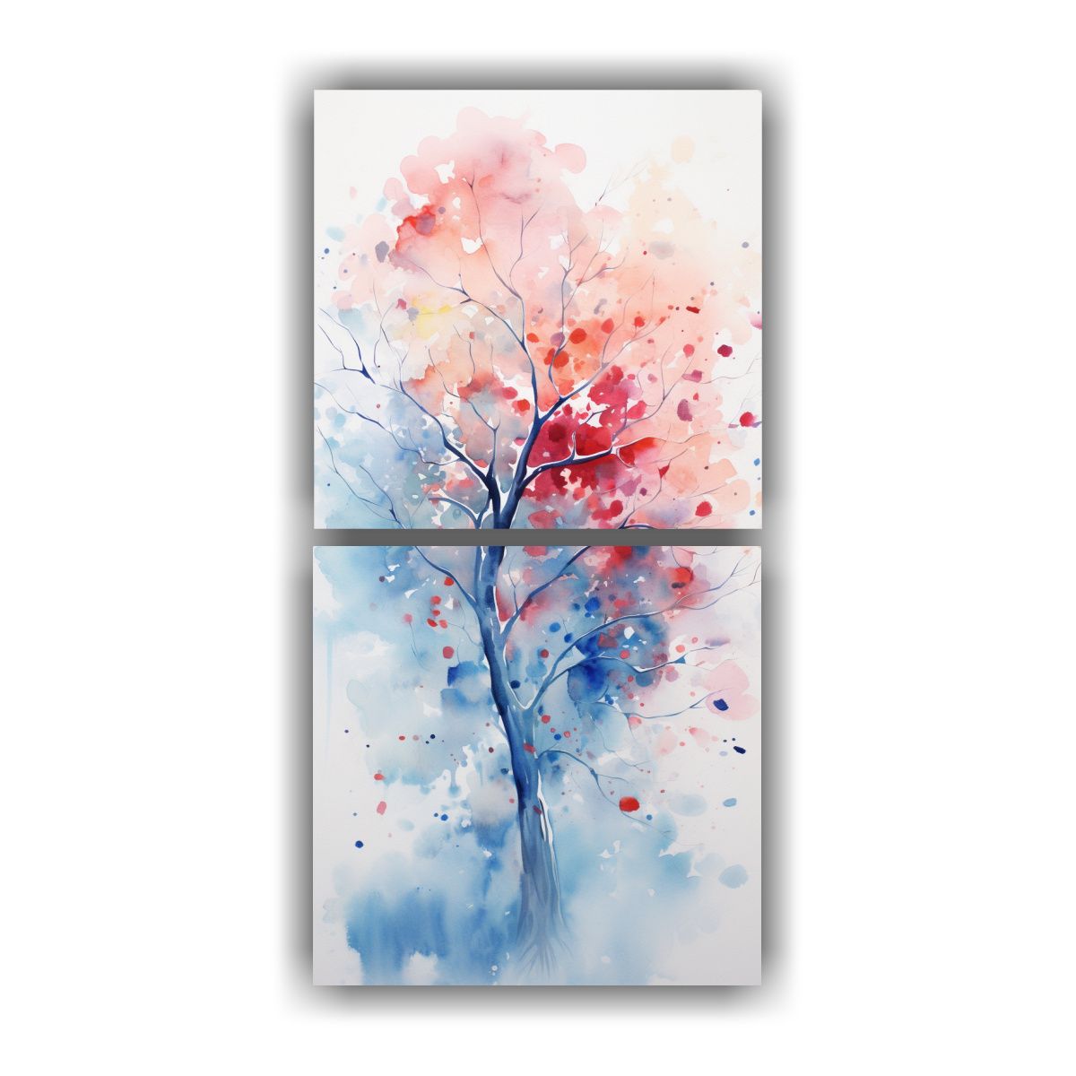 GENERICO - 2 Lienzos De Tela Abstracción Comedor Árbol 80x160 Cm