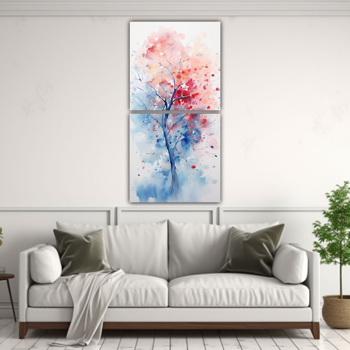 GENERICO - 2 Lienzos De Tela Abstracción Comedor Árbol 80x160 Cm