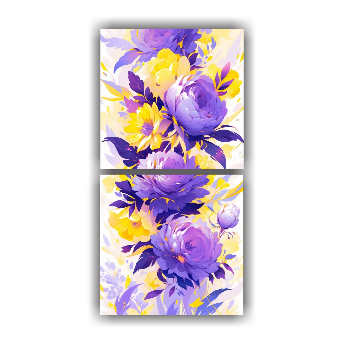 GENERICO - Dos Cuadros Creativa Composición Amarillo Y 70x140 Cm