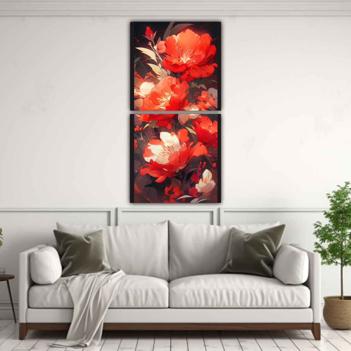 GENERICO - Pintura De Pared Luminosidad Rojo Y Naranja 80x160 Cm