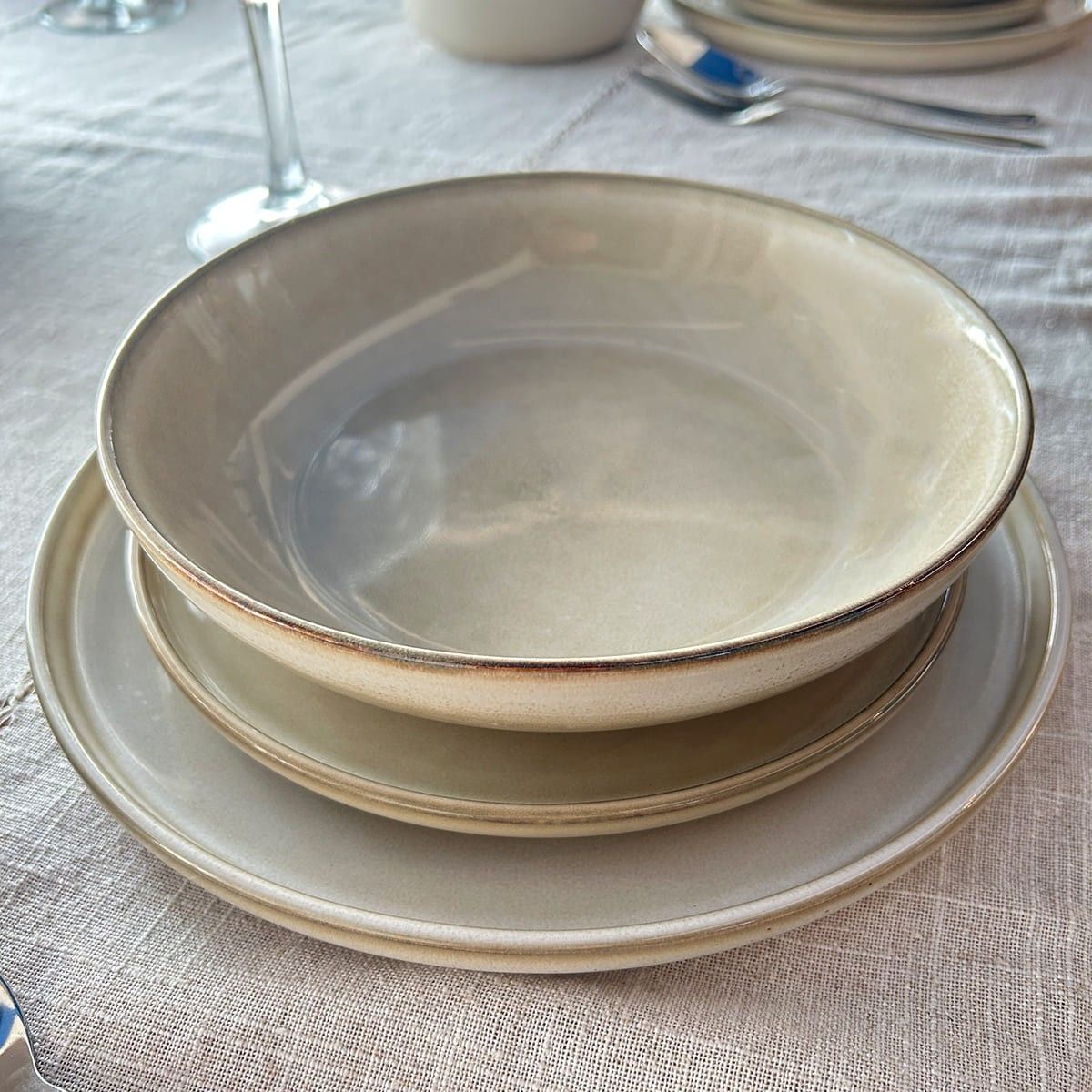 IMAHE - Set 6 Bowl Redondo Ceramica 218X5 Cm Beige Linea Oslo