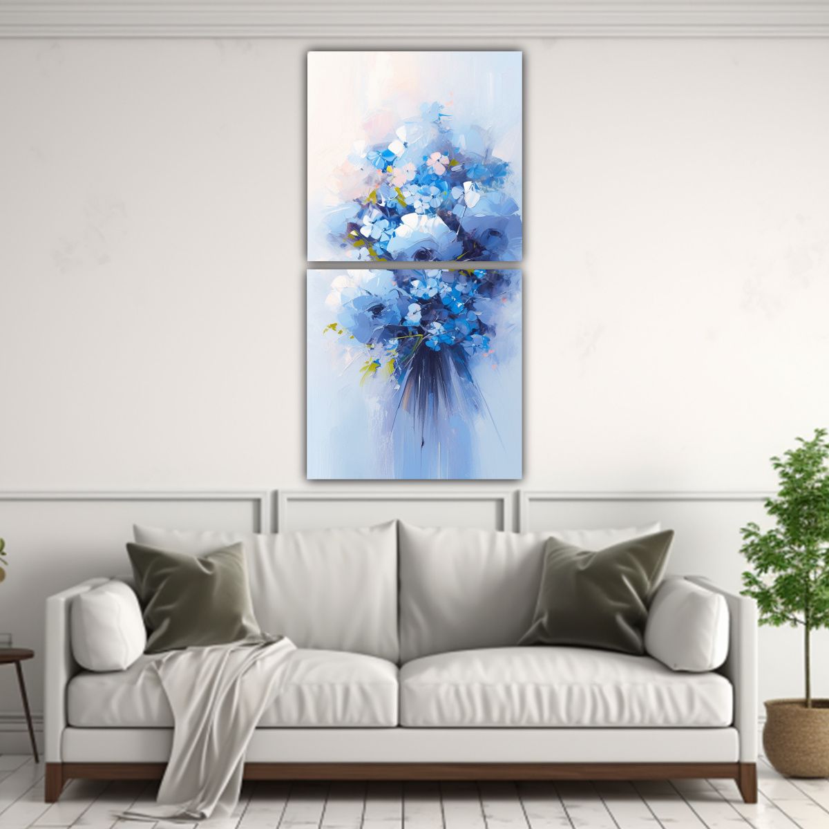GENERICO - Cuadro De Flores Azules En Lienzo Estilo Gama De 70x140 Cm