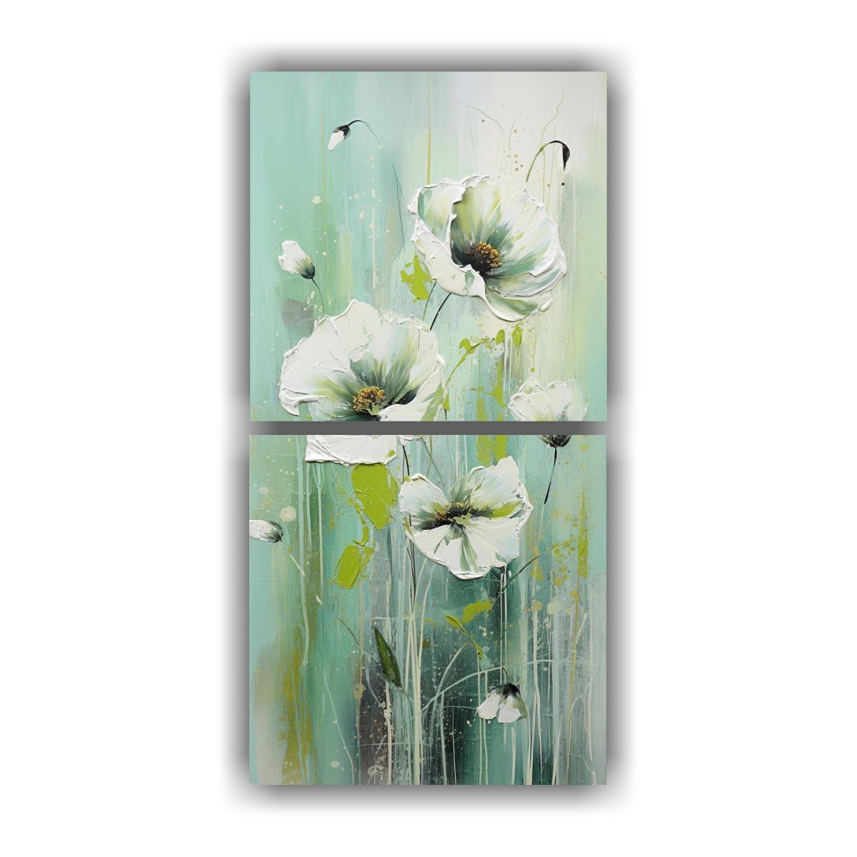 GENERICO - Cuadro Pintura Verde Estilo Decorativo Poppy En 70x140 Cm