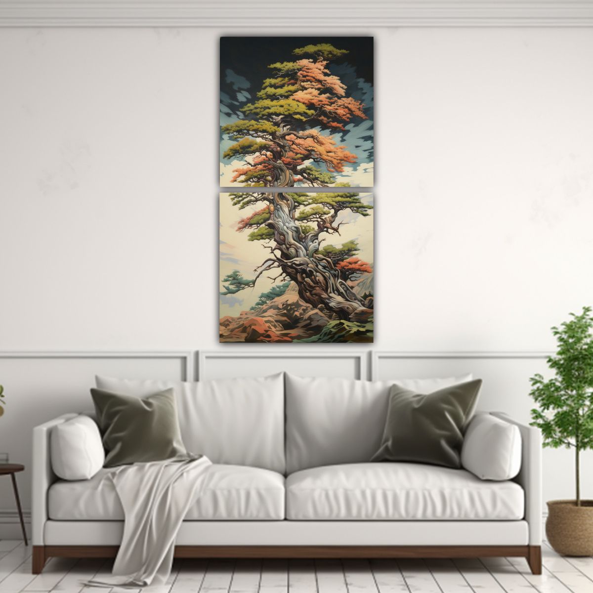 GENERICO - Dos Composiciones Impreso Escena De Un Árbol De 80x160 Cm