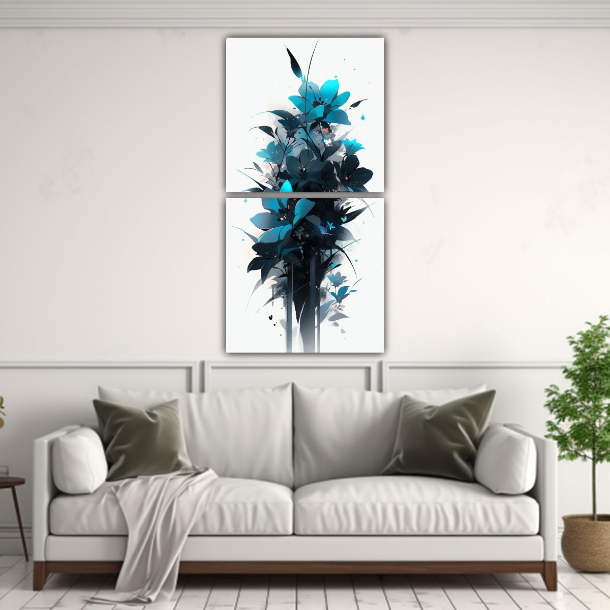 GENERICO - Pinturas Acuarelas Turquesa Y Negro Atmosfera 80x160 Cm