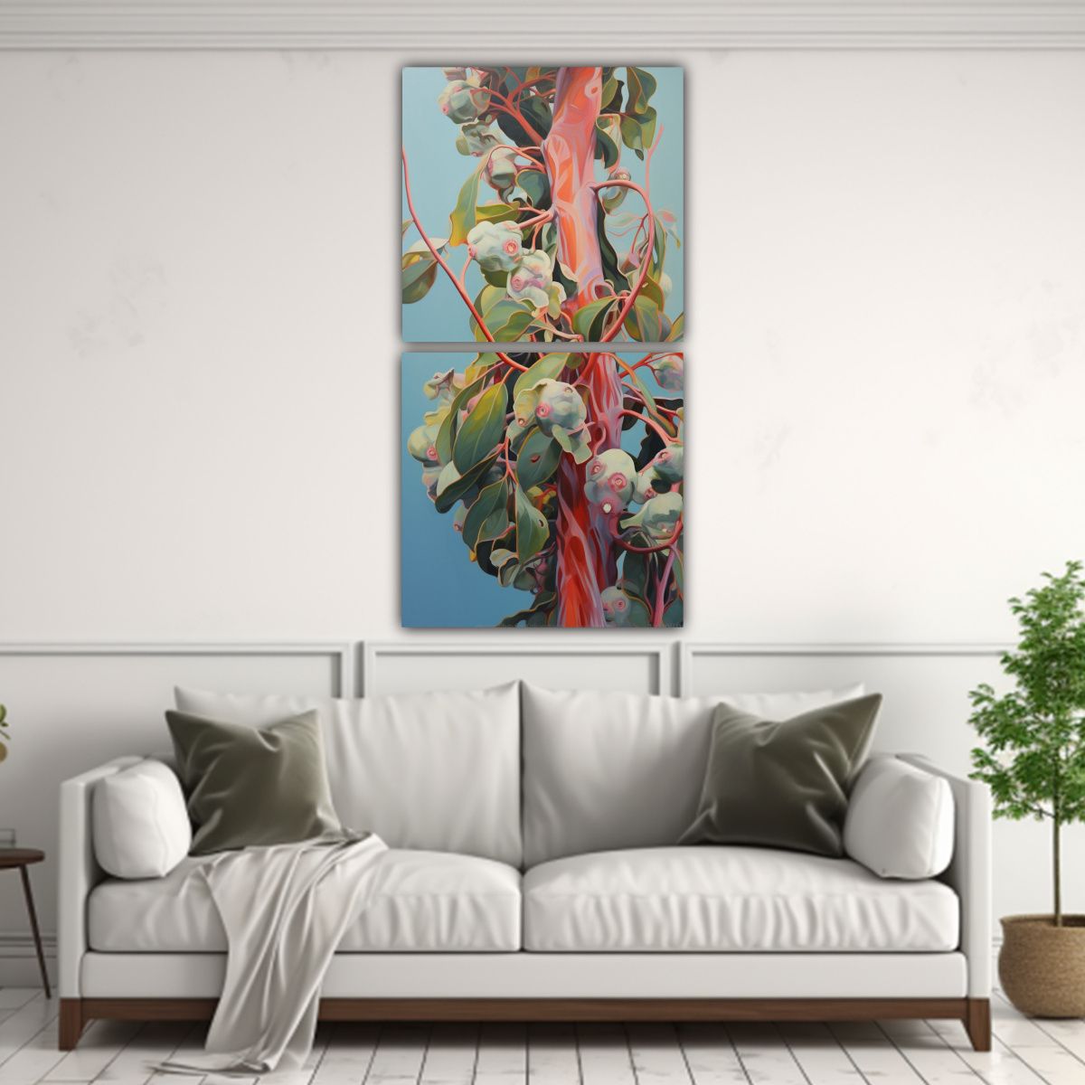 GENERICO - Pintura Abstracta De árbol De Eucalipto En 70x140 Cm