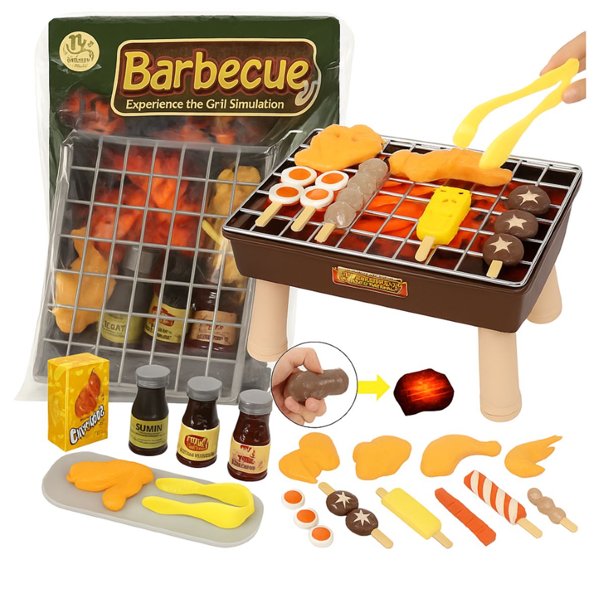 GENERICO - Juego De Parrilla De Bbq Asado Con Fogata Iluminada