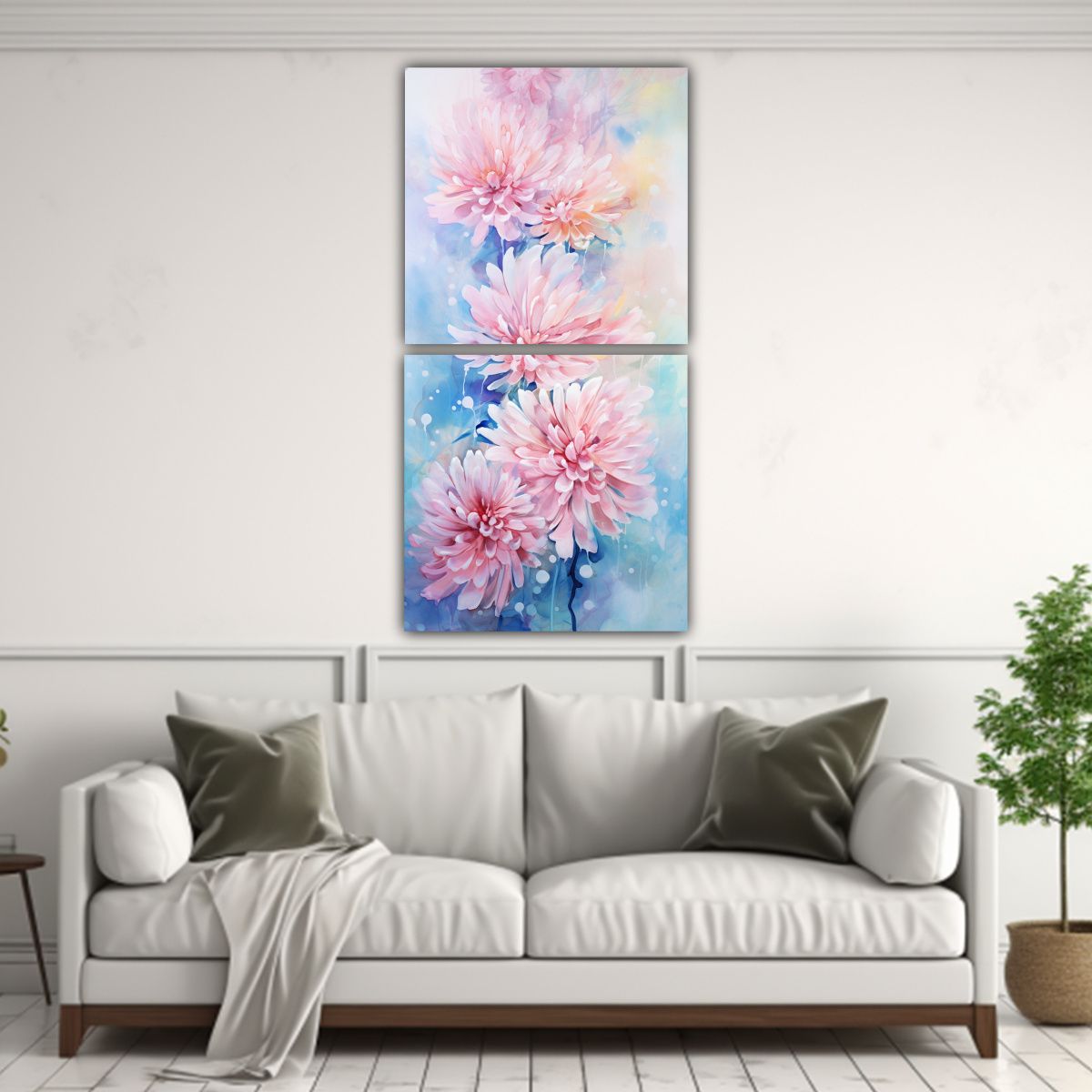 GENERICO - Cuadros De Tela De Chrysanthemums Flores Rosa Y 70x140 Cm