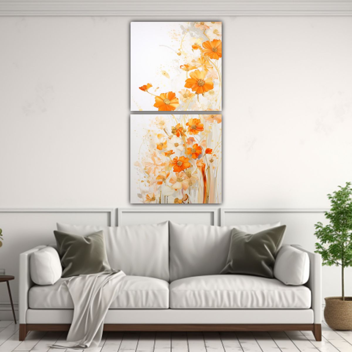 GENERICO - Dos Composiciones Abstractas En Esquema Pintura 80x160 Cm