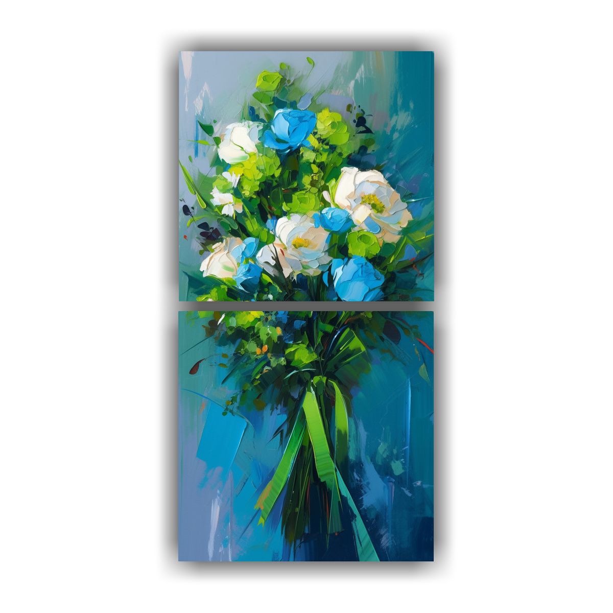 GENERICO - Pintura En Lienzo De Flores En Colores Verde Y 70x140 Cm